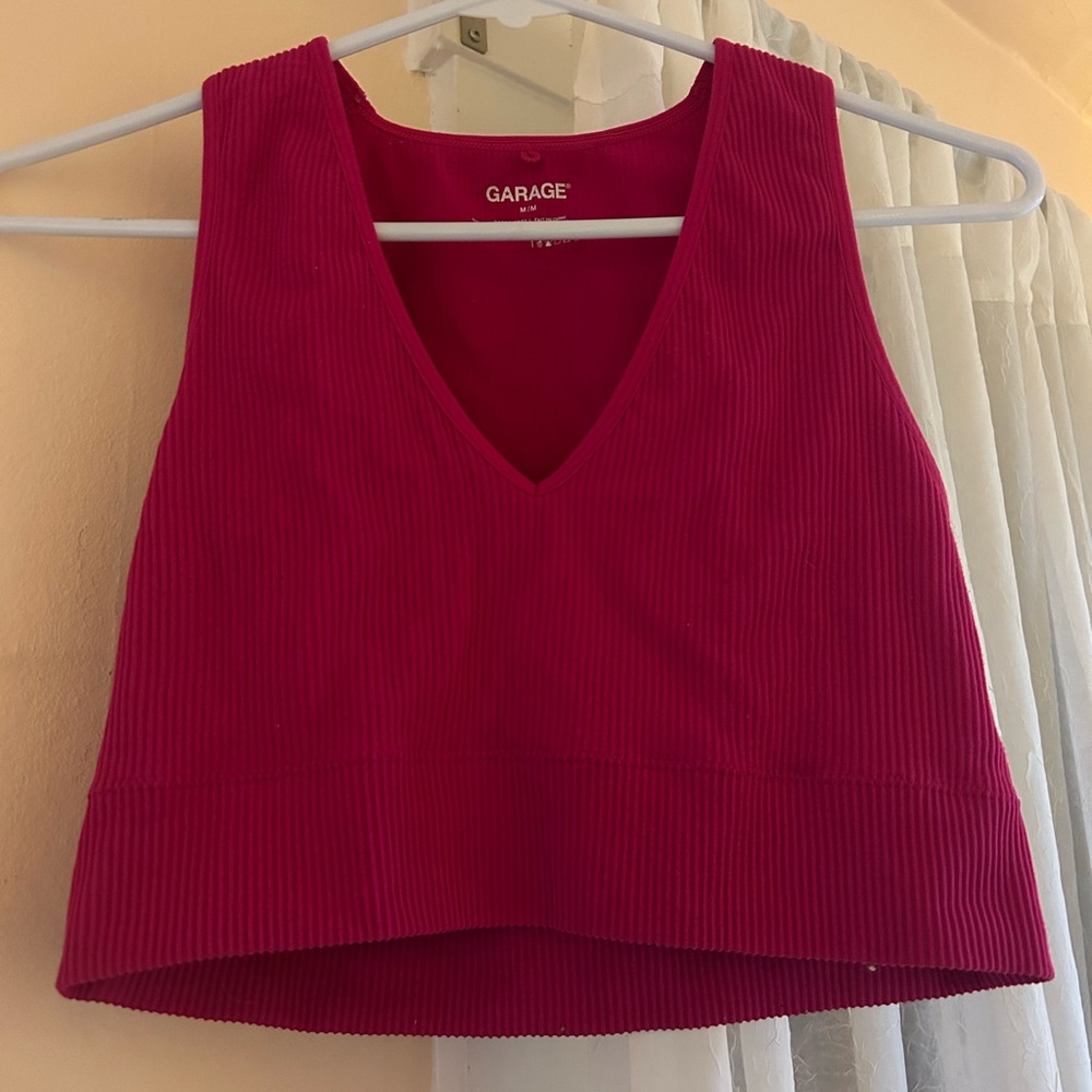 Garage Pink Stella Seamless Plunge Tank Top